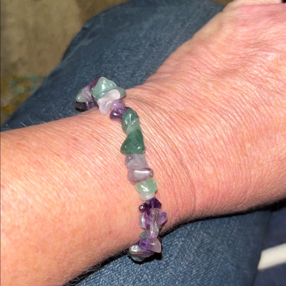 Handmade Unisex Amethyst, White,and Green Spiritual Stone Bracelet - Picture 1 of 4
